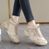 2024 Autumn New Dad Female Students Sports Running Ins Korean Edition Leisure High Top Height Increasing Shoes 1303