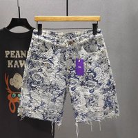 Men's Clothing Men's Summer Loose Versatile Casual Trendy Shorts Fashionable Blue And White Porcelain Casual Pants