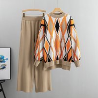 autumn winter fashion loose large wide leg pants two piece set
