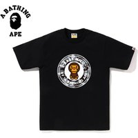 A BATHING APE Round Cartoon Logo Printed Men's Short Sleeved T-shirt