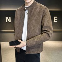 Jacket Men's New Spring And Autumn Suede Loose Stand-up Collar Tooling Jacket Men's Autumn And Winter Versatile Casual Top