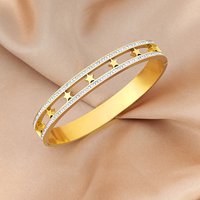 Women’s Bracelets Metal Hollow Double Row Five Pointed Star Diamond Titanium Steel Bracelet Female Stainless Steel Star Bracelet Bracelet
