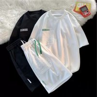 Clothing Love Waffle Suit Summer Loose Hong Kong Style Design Student Shorts Couple Casual Sportswear Two piece Suit