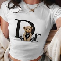 D" Letter Graphic Cotton T Shirt Soft Relaxed Fit Short Sleeve Tee Stylish Print