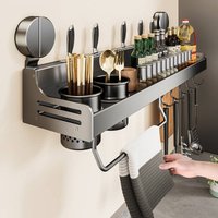 Kitchen Rack Punch Free Stainless Steel Wall Mounted Seasoning Chopsticks Knife Holder Supplies