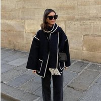 Clothing Fall Winter Wool Like Coat – Oversized Embroidered Jacket – Vintage & Boho Chic