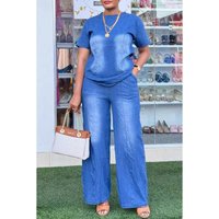 2026 European American Autumn Pearl Trimmed Jacket Denim Pants Set Two piece Set