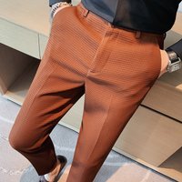 Clothing Waffle Casual Trousers Business Formal Suit Trousers Slim Fit Small Feet Free Ironing Elastic Waist Suit Trousers