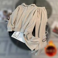 Women's Clothing Fashionable Apricot Casual Sports Suit Autumn And Winter Fashion Age Reducing Short Jacket Top Wide Leg Pants Two Piece Suit