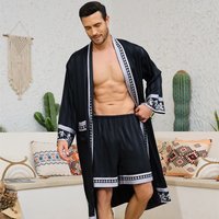 Clothing Baroque Style Satin Robe Shorts Suit Nightgown