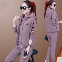 Clothing Plush thickened sportswear autumn winter 2024 large casual three piece suit winter fashion sweatshirt
