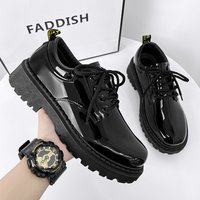 Bright Work Shoes Lace Up Black Big Head Shoes Four Seasons Students Fashion Casual Leather Shoes