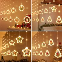 Christmas Wish Ball Curtain Lights, LED Fairy String Lights With Remote Control, Star & Tree Shapes, Warm White & Multicolor