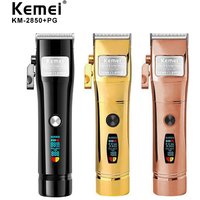 Kemei KM-2850+PG Professional Electric Clipper LED Display Rechargeable Trimmer USB Charging Men Hair Cutting hine