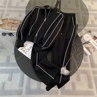 Two Piece Sets Casual Zipper Jacket Straight Pants Womans Set Versatile Sportwear Spring Casual Tracksuit