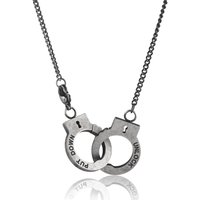 Men's Jewelry Retro PUT DOWN Engraved Faith Letters Handcuffs Necklace Couple Sweater Chain