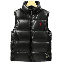 Windproof Cotton Padded Vest Autumn Winter Thickened Warm Zipper Closure Pony Print Jacket