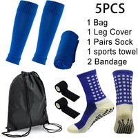 5pcs set Sports Equipment Football Socks Non Slip Sports Socks Cold Towel Socks Knee Pads Bandages Outdoor Sports Backpack