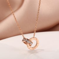 Stainless Steel KPOP Korean Fashion Roman Numerals Necklace For Women Classsic Gold Plated Pendants Clavicle Chain Jewelry