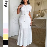 Elegant Solid Bodycon Dress Short Sleeved American Style Autumn Winter Collection
