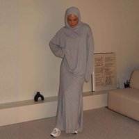 Modest Abaya Dress Elegant Modest Dress Set – Round Neck Hijab Tunic & Pencil Skirt Stretch Polyester Sophisticated