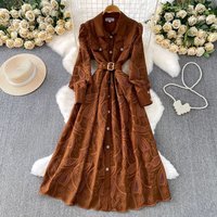French Inspired Embroidered Lantern Sleeve Dress – Elegant & Flattering 