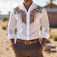 Fashion Shirt American Western Style Loose Printing Business Casual Long Sleeved Shirt