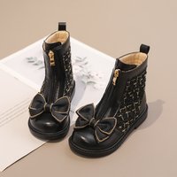shoes winter style plus velvet single boots little short boots fashionable bow leather boots