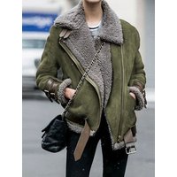 lapel fur cotton padded coat