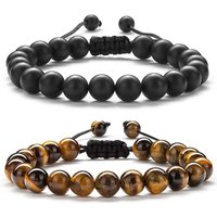 Natural stone bracelet national style creative tiger eye stone Huqing paraffin rope hand woven bracelet for men