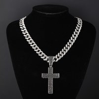 New Cross Necklace Pendant Exaggerated Luxury Alloy Full Diamond Cuban Chain Trendy Accessories