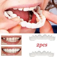 BeautyLife 2Pcs Silicone Simulation Upper Bottom Teeth Denture Whitening Tooth Cover
