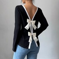 European American Cross Border Slim Long Sleeved T Shirt Bow Bottoming Shirt Top