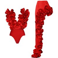 clothing swimsuit lace V neck irregular skirt swimsuit suit