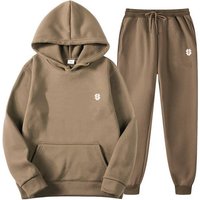 Solid Hoodie Set Threaded Bottom Casual Sportswear Sweatpants Letter Hoodie Sweatpants Set