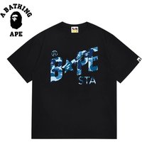 A BATHING APE BAPE-Camouflage Star Logo Letter Printed Short Sleeved T-shirt Made Of Pure Cotton Fabric