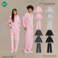 Clothing Streetwear Hoodie & Sweatpants Set Oversized Casual Outfit Ribbed Hem