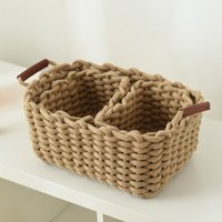 Minimalist Woven Storage Basket Desktop Organizer Skincare Sheet Masks & Cosmetics