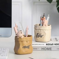 Creative retro paper bag pen holder resin ornaments desk paper bag storage student pen holder holiday gift