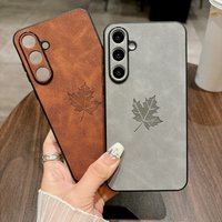 Samsung Galaxy S25 Ultra Plus A56 A36 A26 A16 A55 A54 A53 A52s Case Leather 3D Maple Leaf Cover Soft Matte Full