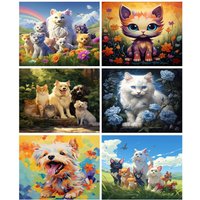 PhotoCustom 5d Diy Diamond Painting Cute Animals Full Round Diamond Embroidery Mosaic Home Decor