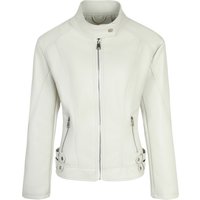 Women's Faux Leather Biker Jacket With Multiple Zippers - Slim Fit Stand Collar Coat For Street Fashion (Beige, Burgundy, Black)