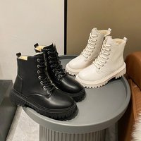 Women Ankle Boots Autumn Winter Short Boots Women S Shoes Martins Single Lined Veet Warm Thick Bottom Lace Up Black Classic Short Boots