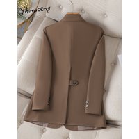 Yitimuceng Fashion Prink Blazer 2023 Office Long Sleeve Breasted Casual Jackets Korean Elegant Blazers