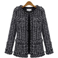 Brands Same Autumn Winter White Plaid Tweed Large Jackets