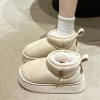 Women's Shoes Pink Thick-soled Snow Boots For Women In Winter Velvet Thickened Short-tube Furry Short-tube Cotton Boots Bread Shoes