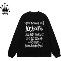 STUSSY 100% Pattern Printed Casual Fashion Long Sleeve Hoodie Made Of Pure Cotton Fabric, Unisex
