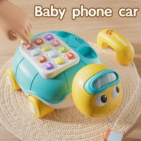 Baby Turtle Phone Car - Musical Educational Toy With Lights, Number Buttons & Pull-Along Design For Toddler Early Learning