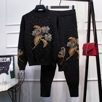 Women's Clothing Heavy Industry Sweater Pants Fashion Two-piece Set