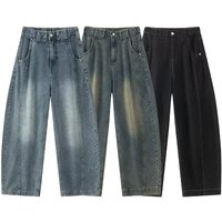 Vintage Denim Jeans Classic Straight Leg Comfort Fit High Street Fashion Jeans Button Fly